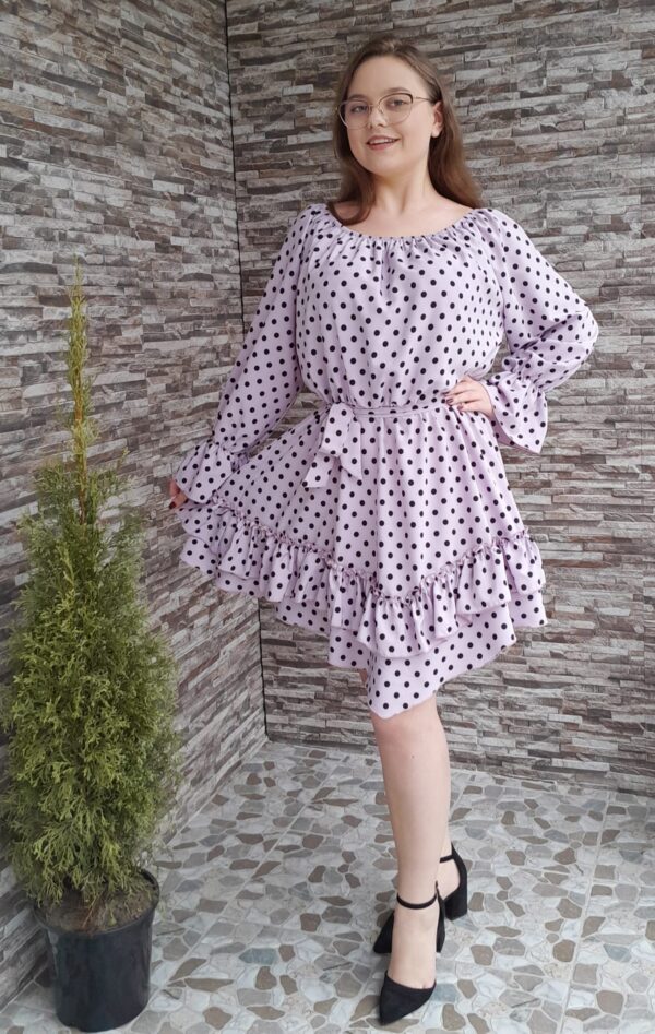 🟣 Rochie Lila cu Volane 🟣