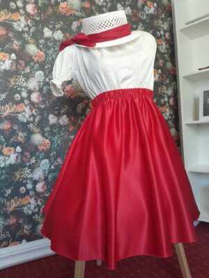 👒✨ Set elegant de vară – Pălărie cu eșarfă din mătase & Fustă cloș din tafta 👗🌸